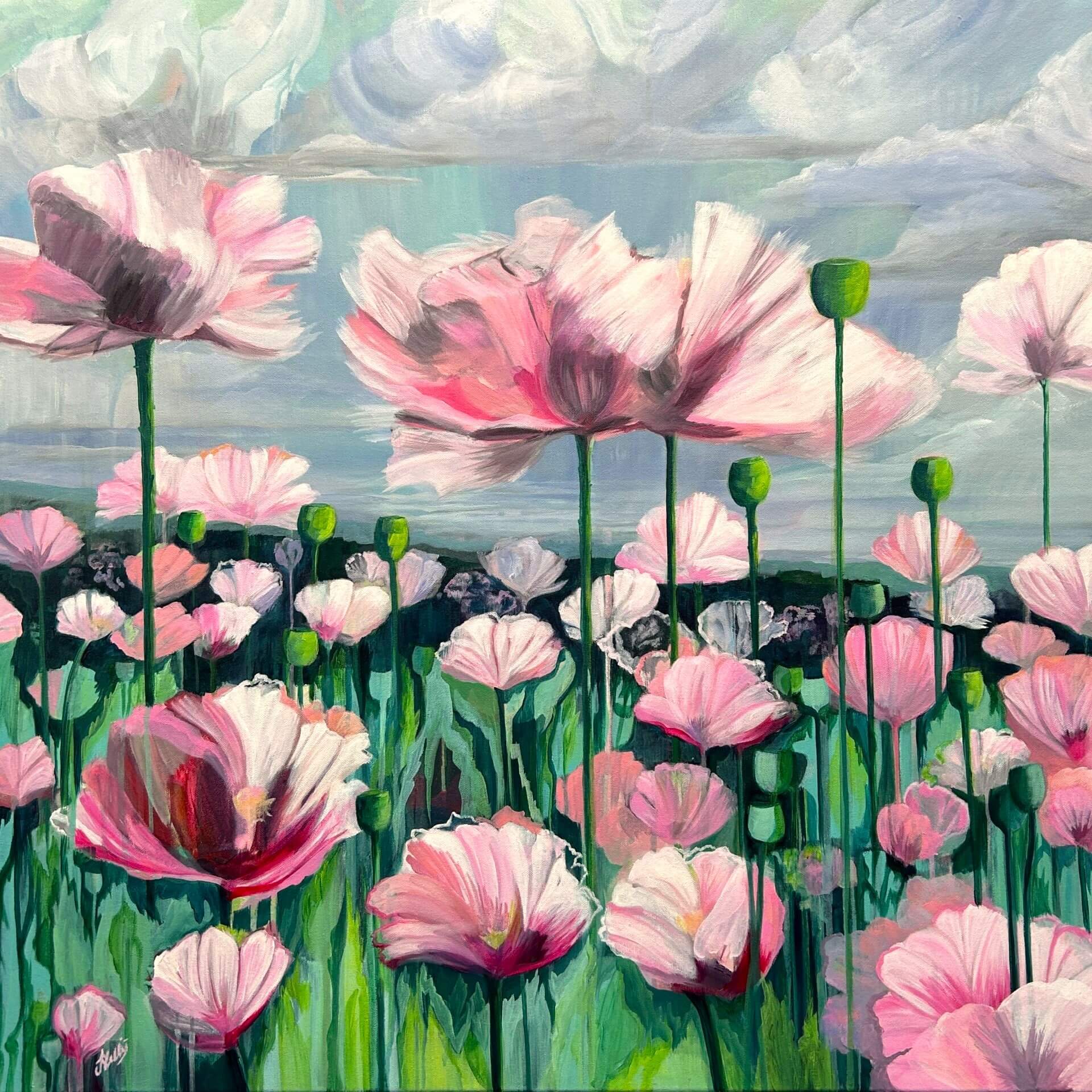 pink poppy painting