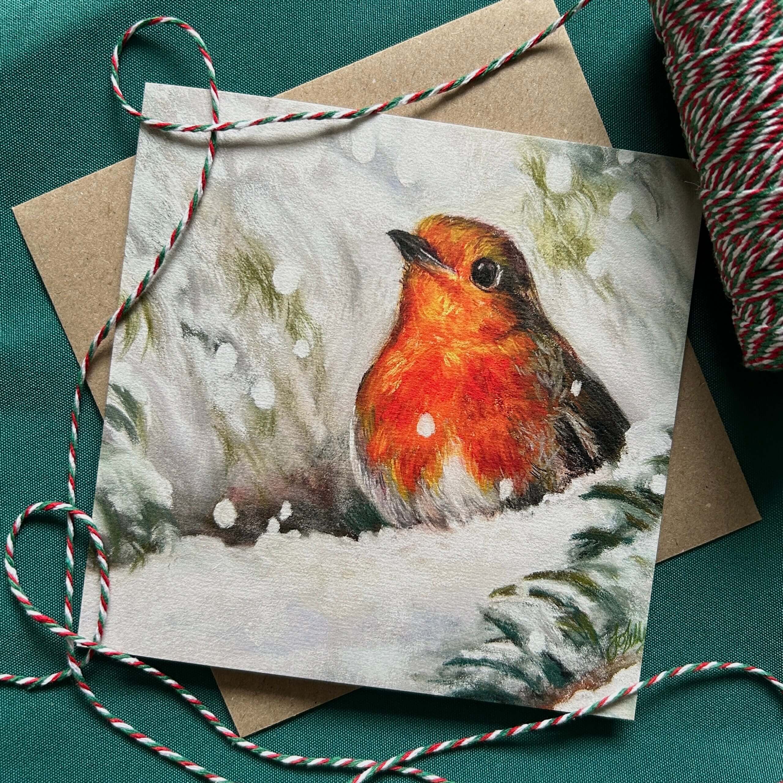 Snowy Robin card