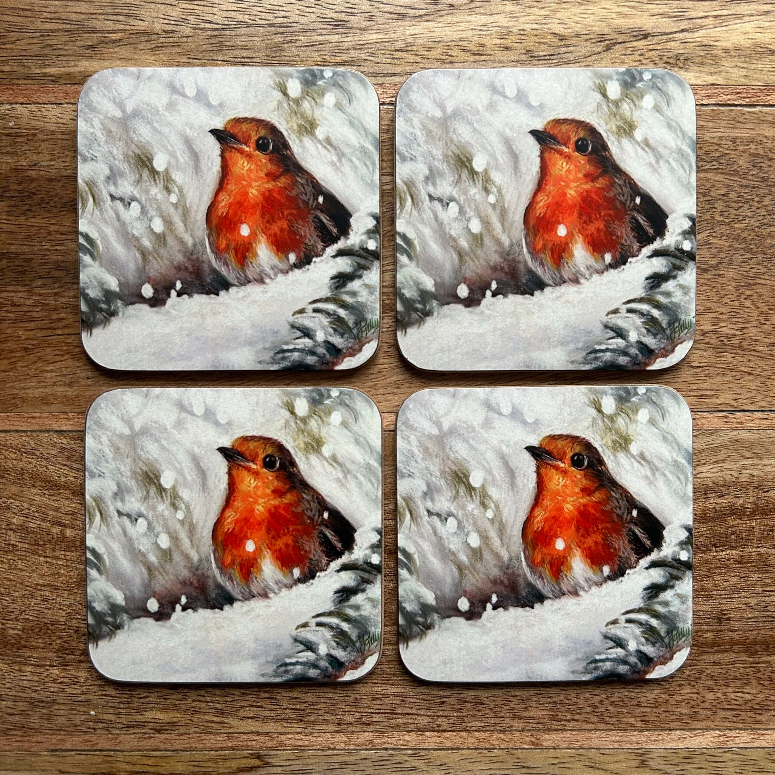GIFT PACK Robin Coasters x4