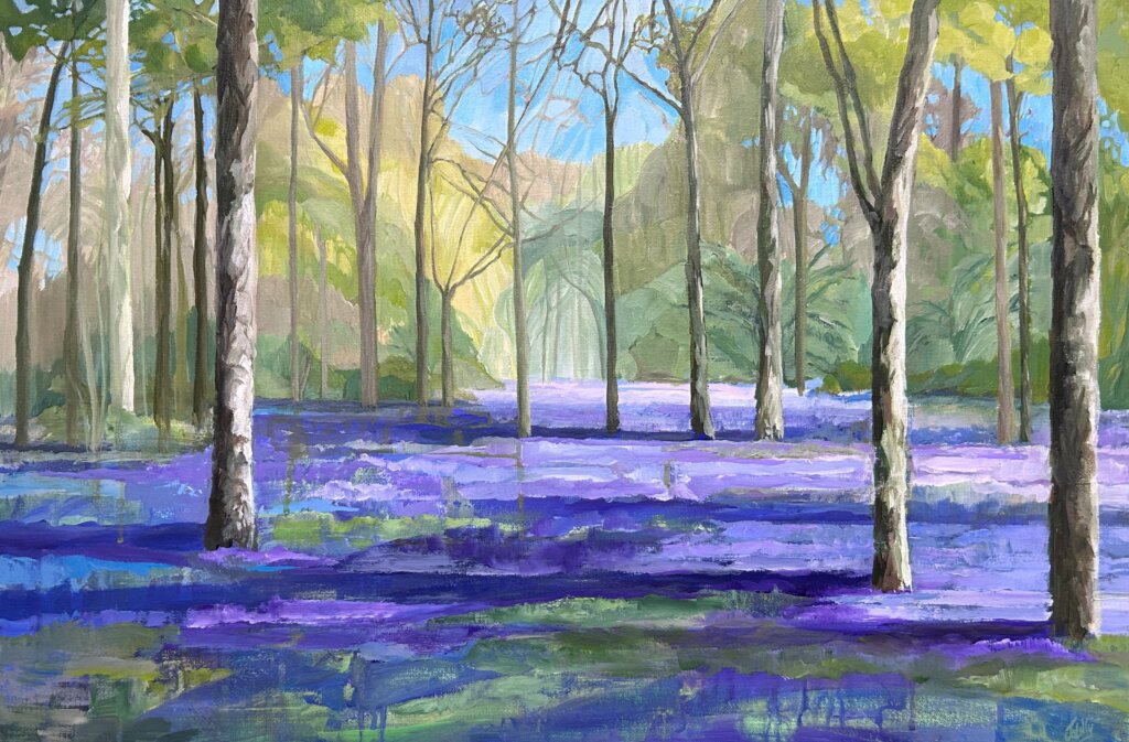 painting of a carpet of bluebells