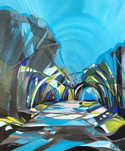 abstract avenue of trees painting